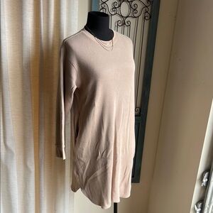 Elegant Beige Long Sleeve Women's Thermal Dress with Pockets